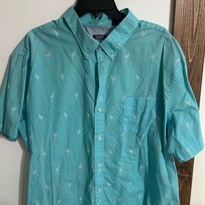 Izod Men's Aqua Flamingo Print Shirt